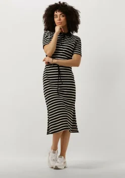 blauwe tommy hilfiger midi jurk reg breton midi polo dress