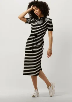 blauwe tommy hilfiger midi jurk reg breton midi polo dress