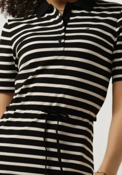 blauwe tommy hilfiger midi jurk reg breton midi polo dress