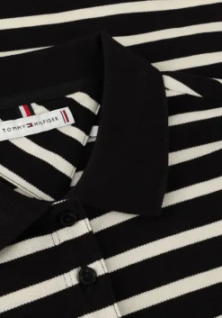 blauwe tommy hilfiger midi jurk reg breton midi polo dress