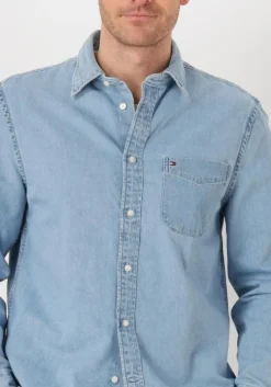 blauwe tommy hilfiger overshirt denim rf shirt