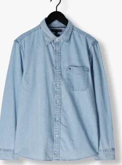 blauwe tommy hilfiger overshirt denim rf shirt