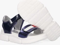 blauwe tommy hilfiger platte sandalen 31046