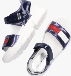 blauwe tommy hilfiger platte sandalen 31046