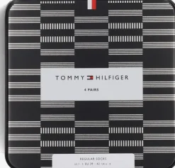 blauwe tommy hilfiger sokken th men sock 4p tin giftbox