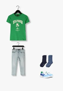 blauwe tommy hilfiger straight leg jeans scanton y slim fit bleach jeans