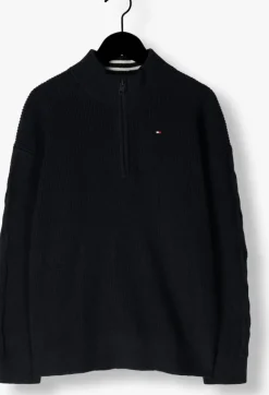 blauwe tommy hilfiger sweater turtleneck half zip sweater