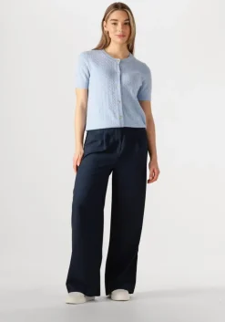 blauwe tommy hilfiger top mini cable c-nk cardi ss