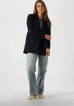 blauwe tommy hilfiger top slim 5x2 rib o-nk ls