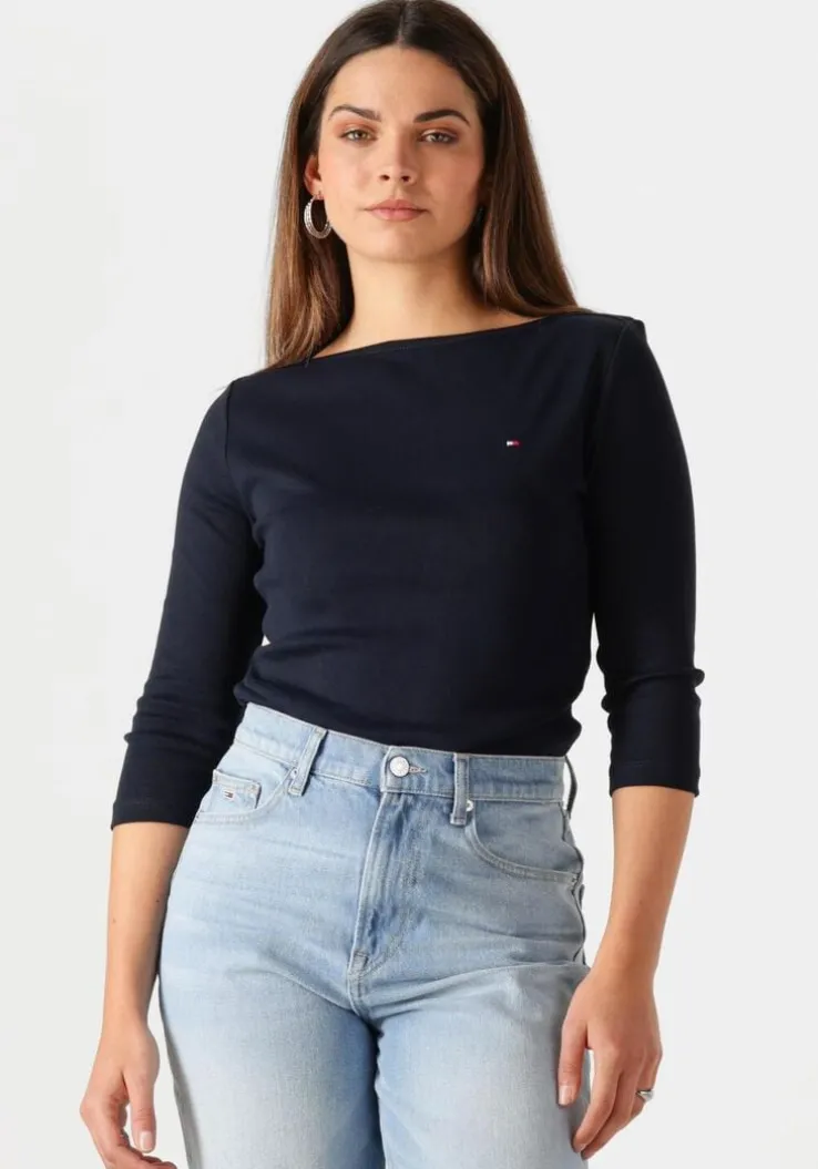 blauwe tommy hilfiger tops & t-shirts new cody slim boat-nk 3/4slv