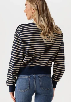 blauwe tommy hilfiger trui gold btn boat-nk swtshirt