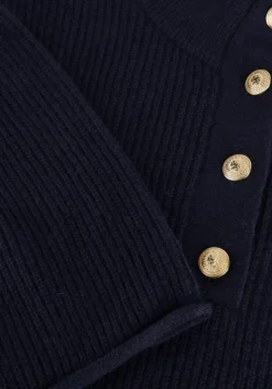 blauwe tommy hilfiger trui gold button polo ls sweater