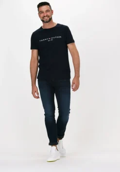 blauwe tommy hilfiger t-shirt tommy logo tee