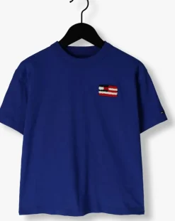 blauwe tommy hilfiger t-shirt hilfiger flag terry emb tee ss