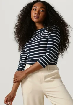 blauwe tommy hilfiger t-shirt heritage boat neck tee 3/4