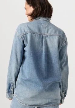 blauwe tommy jeans blouses relaxed fit overshirt ai6037 ext