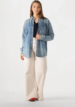 blauwe tommy jeans blouses relaxed fit overshirt ai6037 ext