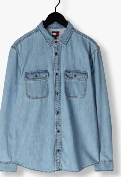blauwe tommy jeans casual overhemd ls regular denim shirt ext