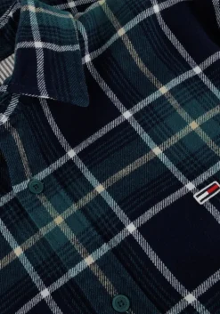blauwe tommy jeans casual overhemd tjm reg check flanne shirt