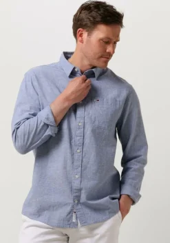 blauwe tommy jeans casual overhemd tjm reg linen blend shirt