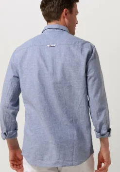 blauwe tommy jeans casual overhemd tjm reg linen blend shirt