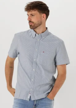 blauwe tommy jeans casual overhemd tjm reg seersucker stp ss shirt