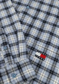 blauwe tommy jeans casual overhemd tjm badge flannel shirt ext