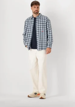 blauwe tommy jeans casual overhemd tjm badge flannel shirt ext