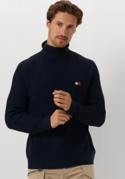 blauwe tommy jeans coltrui tjm slim xs badge rollneck