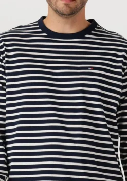 blauwe tommy jeans polo / t-shirt tjm reg sflag breton stripe ls