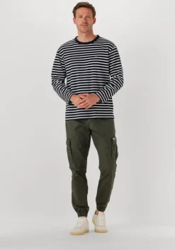 blauwe tommy jeans polo / t-shirt tjm reg sflag breton stripe ls