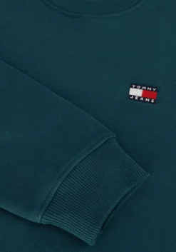 blauwe tommy jeans sweater tjm reg badge crew ext