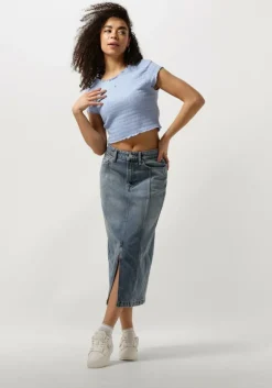 blauwe tommy jeans top tjw slim smock tee