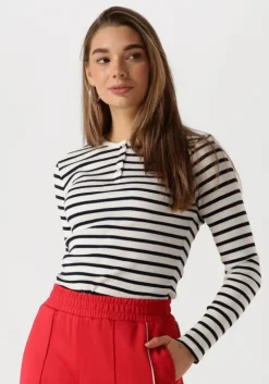 blauwe tommy jeans tops & t-shirts tjw slim button rib c-neck ls ext