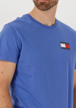 blauwe tommy jeans t-shirt tjm slim essential flag tee ext
