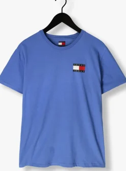 blauwe tommy jeans t-shirt tjm slim essential flag tee ext