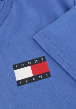 blauwe tommy jeans t-shirt tjm slim essential flag tee ext