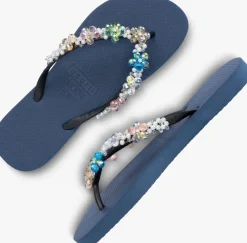 blauwe uzurii teenslippers precious colorful bloom