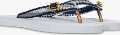 blauwe uzurii teenslippers silver macrame switch