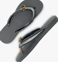 blauwe uzurii teenslippers silver macrame switch