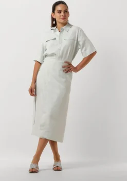 blauwe vanilia midi jurk the lauren