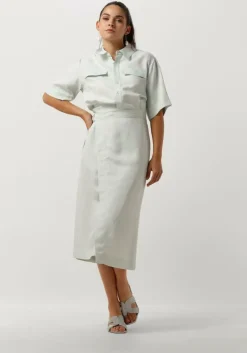 blauwe vanilia midi jurk the lauren