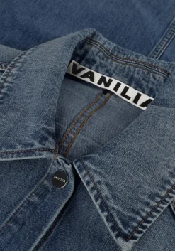 blauwe vanilia midi jurk denim midi dress