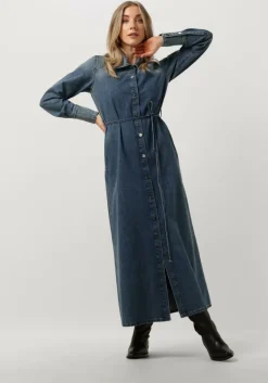 blauwe vanilia midi jurk denim midi dress