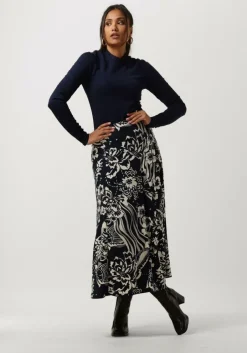 blauwe vanilia midirok swirl midi