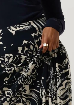 blauwe vanilia midirok swirl midi