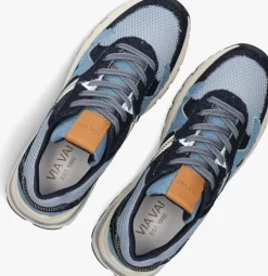 blauwe via vai lage sneakers liz finley