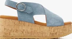 blauwe via vai platte sandalen sissel raise