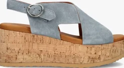 blauwe via vai sandalen met hak sissel raise