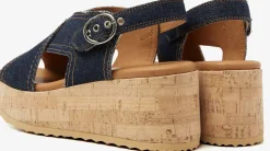 blauwe via vai sandalen met hak sissel capri